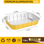 Aluminum Foil Pans,9x13,Heavy Duty Aluminum Pans, Disposable Aluminum Pans,Gold Foil Pans, Deep Container for Heating, Baking, Cooking, BBQs, Parties,Storing,Catering,118oz (5 Pack)