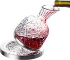 spinning wine decanter, 45 oz crystal rotating wine decanter with gift box, for wedding gift, birthday, banquet, supper