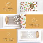 Birthday Gifts for Women, Monogrammed Initial Glass Cup Personalized Gifts for Women, 16oz Glass Cups with Lids and Straws, Iced Coffee Cup, Beer Can Shaped - Gift for Christmas, Birthday, S