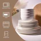 16-Piece Dinnerware Set for 4, White Porcelain Plates and Bowls, Chip Resistant Dishwasher Safe for Family Dining and Daily Use