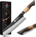 XINZUO 8.3 Inch Kiritsuke Chef Knife, Forged 67 Layers 10Cr15Comov High Carbon Damascus Steel Professional Kitchen Knife,Super Sharp，White Oak + Red G10 Gasket Handle