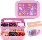 Leak-Proof, 8-Compartment Bento-Style Kids Lunch Box - Ideal Portion Sizes for Ages 6+, Durale, Drop-Proof, Dishwasher Safe, & Made with BPA-Free Materials (pink)