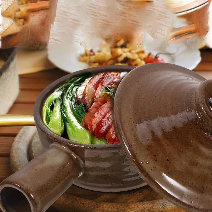 Ceramic Casserole with Lid Microwave Safe Stew Pot for Home Cooking Versatile Clay Cookware for Rice Noodles and More