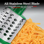 Ourokhome Rotary Cheese Grater Hand Crank, Kitchen Shredder Speed Mandolin Slicer Nuts Grinder with Handle and Drum Blades for Cheese, Vegetable, Walnuts, Chocolate, Potato, Carrot, 3 Blades, Gray