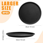 Zopeal 8 Pieces Black Round Restaurant Serving Tray, Plastic Non Slip Surface Food Meals Server Tray with Raised Edges for Home, Kitchen, Restaurant, Cafeteria, Bar (14")