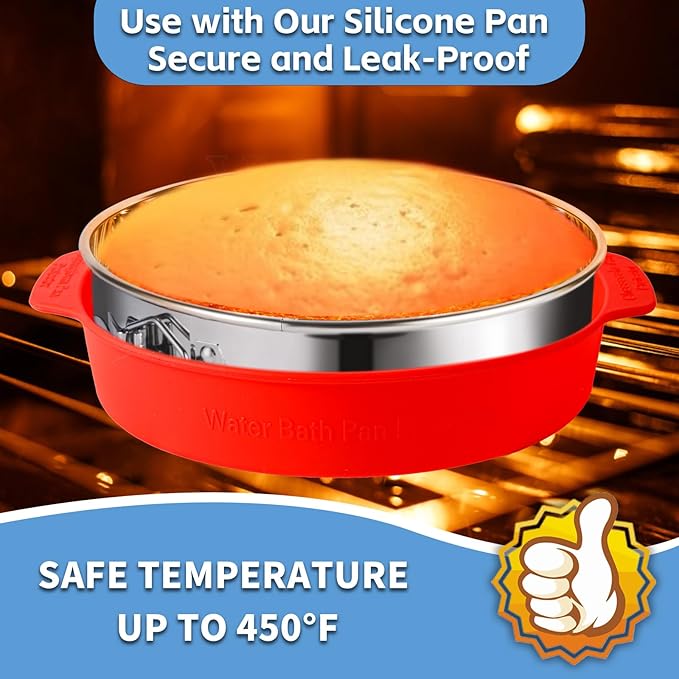 4, 7, 9 Inches Springform Pan Set - 304 Stainless Steel Nonstick Springform Cake Pan Set with Removable Bottom, 10 Inch Leakproof Silicone Cheesecake Pan Protector with 60 Pcs Parchment Paper