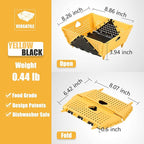 Plastic Collapsible Colander - Foldable Drain Basket with Resting Feet - Kitchen Food Strainer for Pasta, Fruit, Vegetables - Space-Saving, BPA-Free, Dishwasher Safe (Yellow&Black)