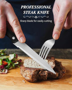 24 Pieces Silverware Set for 4, Retro Royal Flatware Set with Steak Knives, Gorgeous Stainless Steel Cutlery Utensil Set Include Forks Spoons and Knives, Mirror Finish,Dishwasher Safe