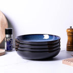 LERATIO Large Pasta Bowls,38oz Ceramic Pasta Bowls,9.0" Reactive Glaze Pasta Bowl Set of 6,Microwave & Dishwasher,Oven Safe,Wide Serving Bowls for Salad,Pasta,Fruit,Scratch Resistant-Blue