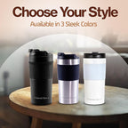 15oz Double Wall Stainless Steel Insulated French Press Coffee and Tea Maker - Portable Camping Tea, Coffee Mug and Tumbler (White)