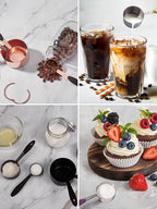 Joyhill Measuring Cups and Spoons Set of 10 Piece, Stainless Steel Measuring Cups with Soft Touch Silicone Handles, Nesting Metal Measuring Cup for Dry & Liquid Ingredients, Cooking & Baking (Black)