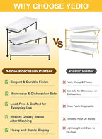 Yedio 3 Tiered Serving Stand, Foldable Rectangular Food Display Stand with White Platters - Serving Trays, Dessert Display Server for Brithday Party, Valentine's Day and Events