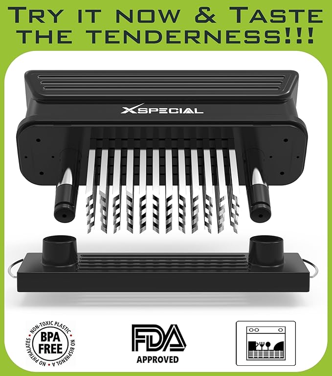 BOLD XL 60 BLADE MEAT TENDERIZER - The Only Tool You'll Ever Need: Cheap Cuts Taste Steakhouse-Quality | (3,063+ 76% 5-Star) Dishwasher-Safe Needle Stainless Steel That Transforms Steak in 90 Seconds