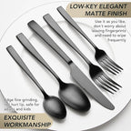 Matte Black Silverware Set, EIUBUIE 40-Piece Premium Stainless Steel Black Cutlery Set for 8, Matte Flatware Sets, Kitchen Utensils Sets Include Forks Spoons Knives