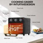 Panana Air Fryer + Convection Toaster Oven, 6-in-1 Air Fryer Toaster Oven Combo 1400W, 21QT Airfryer Convection Oven Countertop, Bake, Roast, Reheat, Broil, Dehydrate, (Black)