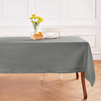 Solino Home Linen Tablecloth 60 x 108 Inch - Classic Hemstitch 100% Pure Linen Steel Gray Table Cloth for Rectangle Tables - Machine Washable Tablecloth for Summer, Fall, Autumn