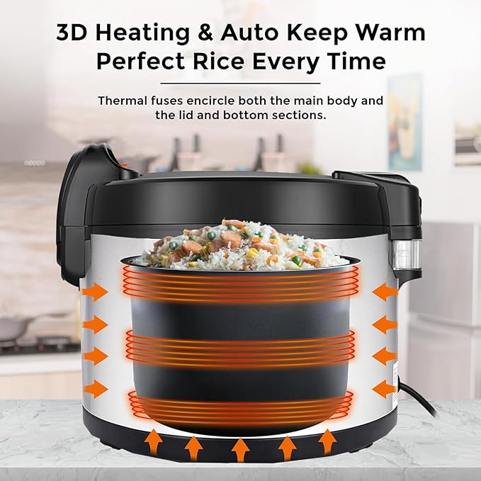 15L Commercial Rice Cooker & Warmer (84 Cup Cooked, 15.8 QT) Smart Large Rice cooker 6 Rice Cook Functions 24-Hr Delay Timer | LED Display | Auto Keep Warm | Non-Stick Inner Pot