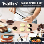 Walfos Silicone Spatula Set of 5 - (600°F) High Heat Resistant Kitchen Scraper Spatulas, One-Pieces Seamless Design, Perfect for Cooking Mixing & Baking - BPA Free and Dishwasher Safe,black