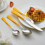 20-Pieces Yellow Silverware Sets for 4,Yellow Handle Stainless Steel Cutlery Set, Include Forks Spoons and Knives Set, Dishwasher Safe Utensil Sets for Home Restaurant