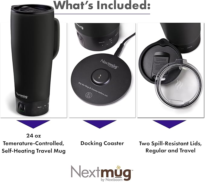 Nextmug Ultra - Temperature-Controlled, Self-Heating Travel Mug (Black - 24 oz.)