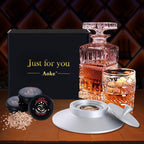 Cocktail Smoker Kit AOKE Metallic Whiskey Smoker Kit with 4 Flavors Wood Chips for Whiskey and Bourbon Old Fashioned Smoker Kit for Enhancing Drink Flavors Whiskey Gifts for Men Father's Day