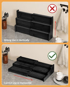 Spice Rack Organizer, 3 Tier Expandable Bamboo Spice Rack Organizer, Great for Kitchen Cabinet, Cupboard, Pantry and More-Black