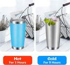 VEGOND 20oz Tumbler with Lid and Straw Stainless Steel Tumbler Cup Bulk Vacuum Insulated Double Wall Travel Coffee Mug Powder Coated Coffee Cup(Stainless 6 Pack