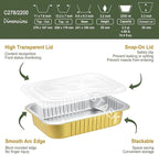 11"x 8" Sturdy Aluminum Foil Pans + Lids (50 Packs), 2X Thicker Heavy Duty for Oven, Grill, Microwavable Cooking Baking, Reusable Freezable Dishwasherable Disposable Foil Pan 74oz