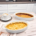 10 x 7 Inch Oval Au Gratin Baking Dishes, Set of 2, Porcelain Baking pan Oven Safe, Roasting Lasagna Pans, for Casserole Dish, Pie Plate, Baking, scalloped potatoes, shepherds pie