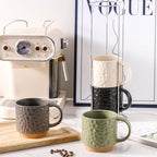 Nihow Ceramic Coffee Mug Set of 4, 16OZ Stackable Coffee Mug Set with Stainless Stand,Large Cup Set for Cappuccino,Tea,Hot/Cold Drinks,Dishwasher & Microwave Safe,Mixing Color