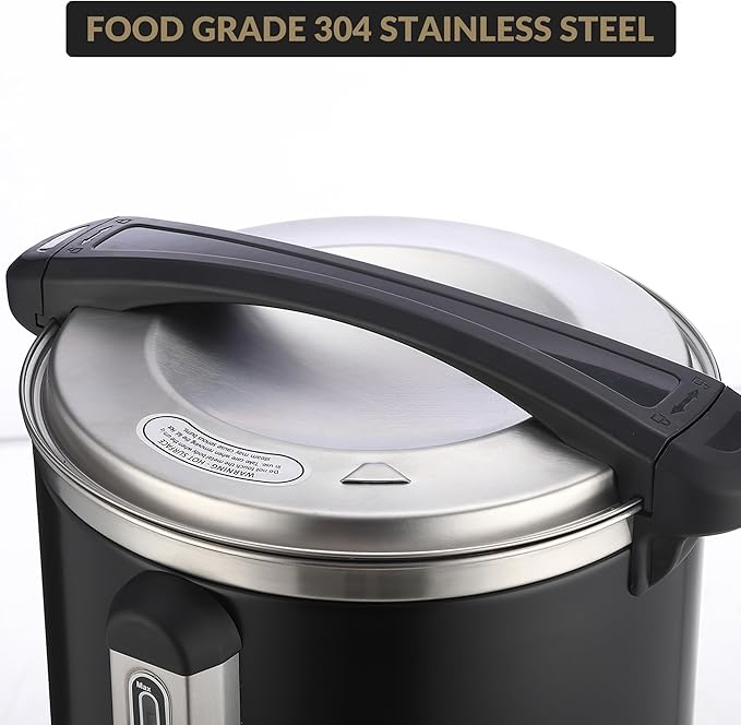 100 Cups Large Coffee Urn with Double Wall Insulation, 14L/3.8 Gallon Stainless Steel Commercial Electric Coffee Maker with Hot Drinks and Hot Water, for Weddings, Parties, Catering, and Buffets