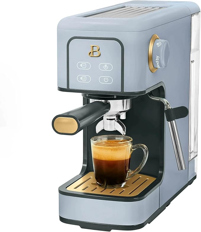 Beautiful 20-Bar Slim Espresso Machine | Single & Double Shot Programmable Brewing, Compact 4.7-in Width, Stainless Cup Warmer, Auto Shut-Off, 50 oz Tank (Cornflower Blue)