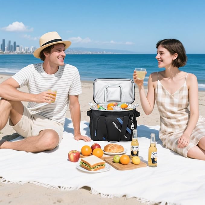 Maelstrom Cooler Bag, 30 Cans Beach Cooler, Large Leakproof Insulated Soft Cooler with Bottle Opener, Ice Chest, Portable Collapsible Cooler for Travel, Camping, Shopping