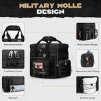Maelstrom Tactical Lunch Box, 23 L Insulated Lunch Bag for Men, Expandable Double Deck Lunch Cooler Bag,Large Leakproof Soft Lunch Tote with Detachable MOLLE Bags, for Adult Women Work,Picnic,Black