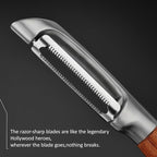 KULUNER，Premium High-End Rosewood Handle and 304 Stainless Steel Serrated Blade - An Ultra-Sharp Rotating Peeler for Potatoes, Fruits, and Vegetables, Ergonomically Designed for Easy Peeling.