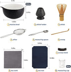 10-Pcs Matcha Whisk Set Kit, Whisk and Bowl with Spout & Measuring Spoon & Cup, Japanese Tea Making Tools, Charcoal Grey