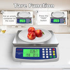 Large Digital Kitchen Scale 40kg/88lb Stainless Steel Price Computing Scale Counting Scale Deli Scale with LCD Display for Baking Bread Cooking Meat Prep Parts and Coins Adapter Included