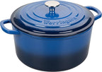 Enameled Cast Iron Dutch Oven Pot with Lid, for Sourdough Bread Baking, Round Dutch Ovens, 4.5 Quart, Blue