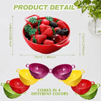 Baderke 4 Pack Mini Colander for Kitchen Plastic Berry Strainer with Double Handles 7.5 x 6 x 3 Inch Small Colander Strainer for Fruits Vegetables Food (Green, Purple, Red, Lemon Yellow)