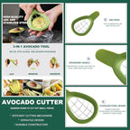Avocado Slicer Tools 3 PCS - Avocado Saver for Fridge to Keep - Avocado Slicer for Peeler Pitter - Avocado Cutter for Cuber Dicer - Fruit Vegetable Avocado Tools-Kitchen Gadgets