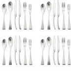 Luxury 304 Stainless Steel Matte Silver Cutlery Flatware Set - Utensil Set Steak Spoons and Forks Knife Silverware Set,Service for 4 (24-Piece)