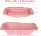 ROTTOGOON 7Qt Collapsible Colander Strainer, Expandable Over the Sink Colanders, Adjustable Silicone Kitchen Sink Strainer, Foldable Large Colander Basket to Wash Vegetable, Fruit, 15" to 19.11", Pink