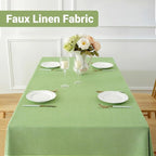 Laolitou Table Cloth Rectangle Linen Waterproof Textured Sage Green Tablecloth, Washable Wrinkle Free Spill Proof Fabric Tablecloths for Dining Table Farmhouse Kitchen Holiday, 60x84 Inch