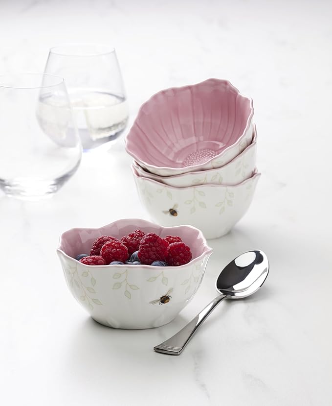 Lenox 897769 Butterfly Meadow Floral Dessert Bowls, Pink, Set of 4