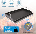 Uniflasy Nonstick Griddle for Gas Grill, Cast Iron Griddle for Outdoor Gas & Charcoal Grills, 25" x16" Nonstick Coating FlatTop Insert Cooking Pan for Weber Charbroil Camp Chef Grill
