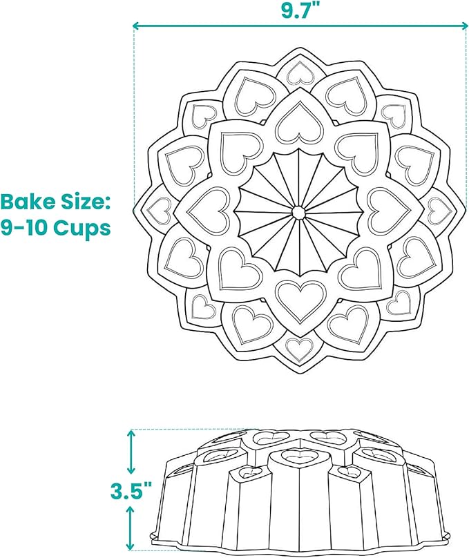 Baker's Secret Nonstick Fluted Cake Pan, Perfect for Fluted Cakes, Die Cast Aluminum Cake Pans, 2 Layers Non-stick Coating For Easy Release, Fluted Cake Pans - (Amour)