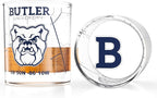 Greenline Goods – University of Butler Bulldogs College Whiskey Glasses (Set of 2), 10 oz – Full-Color Logo + Campus Map