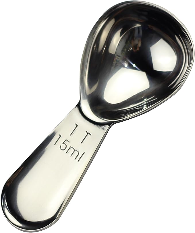 CoaGu Short Handle Coffee Scoop 15ml (1 Tbsp) - Stainless Steel Measuring Spoon for Ground Coffee, Spices & Protein Powder - Compact Design Fits Small Jars, Dishwasher Safe & Rust-Resistant