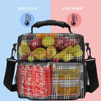 FlowFly Double Layer Cooler Insulated Lunch Bag Adult Lunch Box Large Tote Bag for Men, Women, With Adjustable Strap,Front Pocket and Dual Large Mesh Side Pockets
