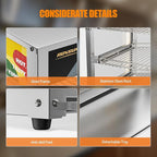 ROVSUN Food Warmer Pizza Warmer Countertop, 3-Tier Commerical Food Warmer Display with LED Lighting Removable Shelves Glass Door, Pretzel Warmer for Buffet Restaurant Cafe, 110V 800W